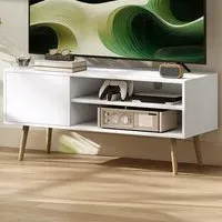 Single Door 2 Shelf TV Unit - White