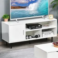 Single Door 3 Shelf TV Unit - White