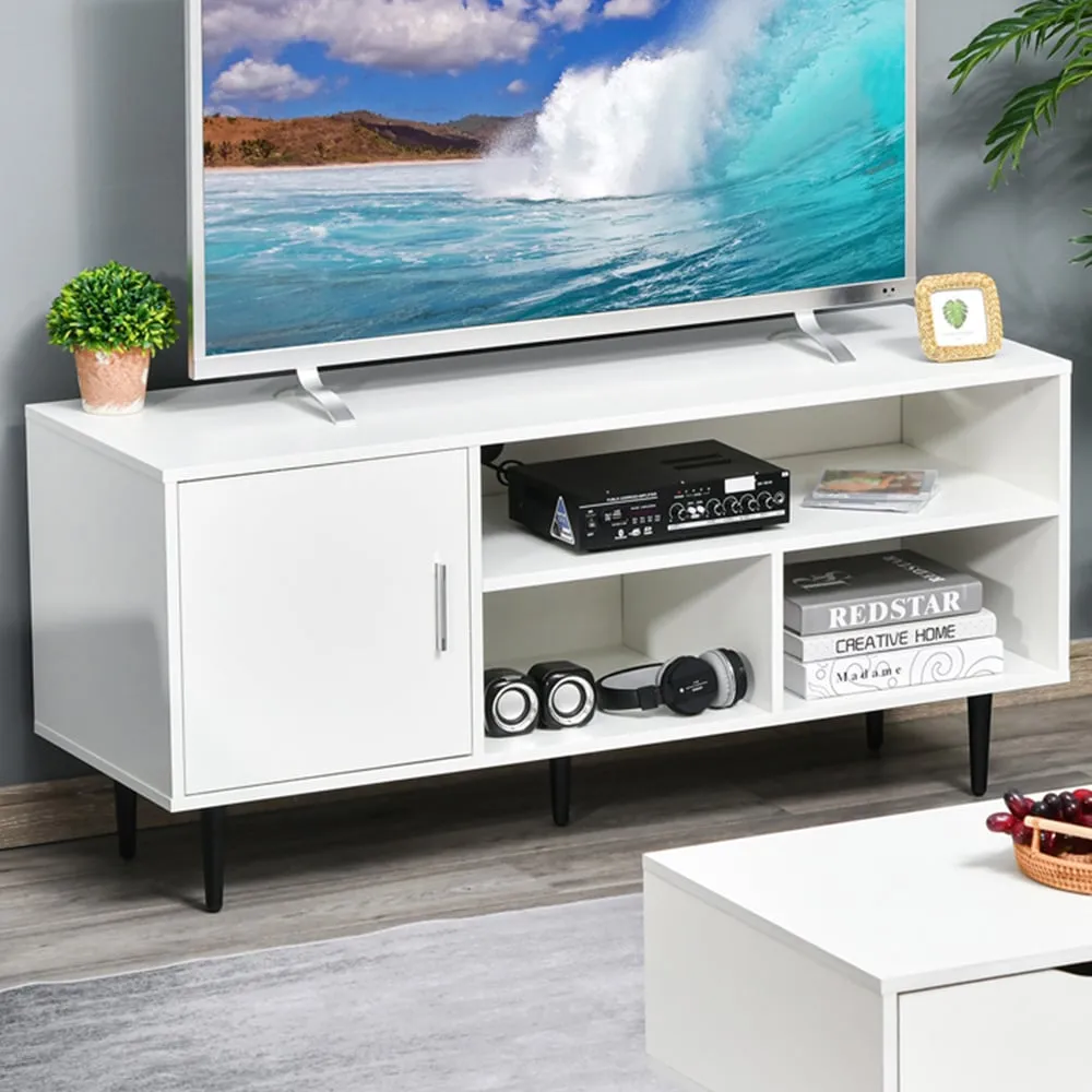 Single Door 3 Shelf TV Unit - White image