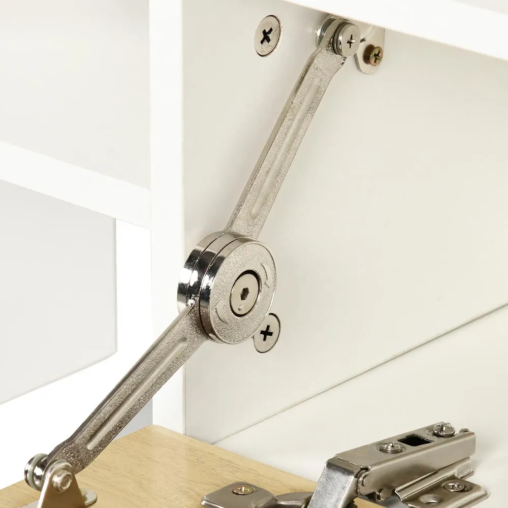 Single Door Multi Shelf TV Unit - White, Natural Wood