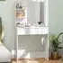 Single Drawer 3 Shelf Dressing Table with Mirror - White