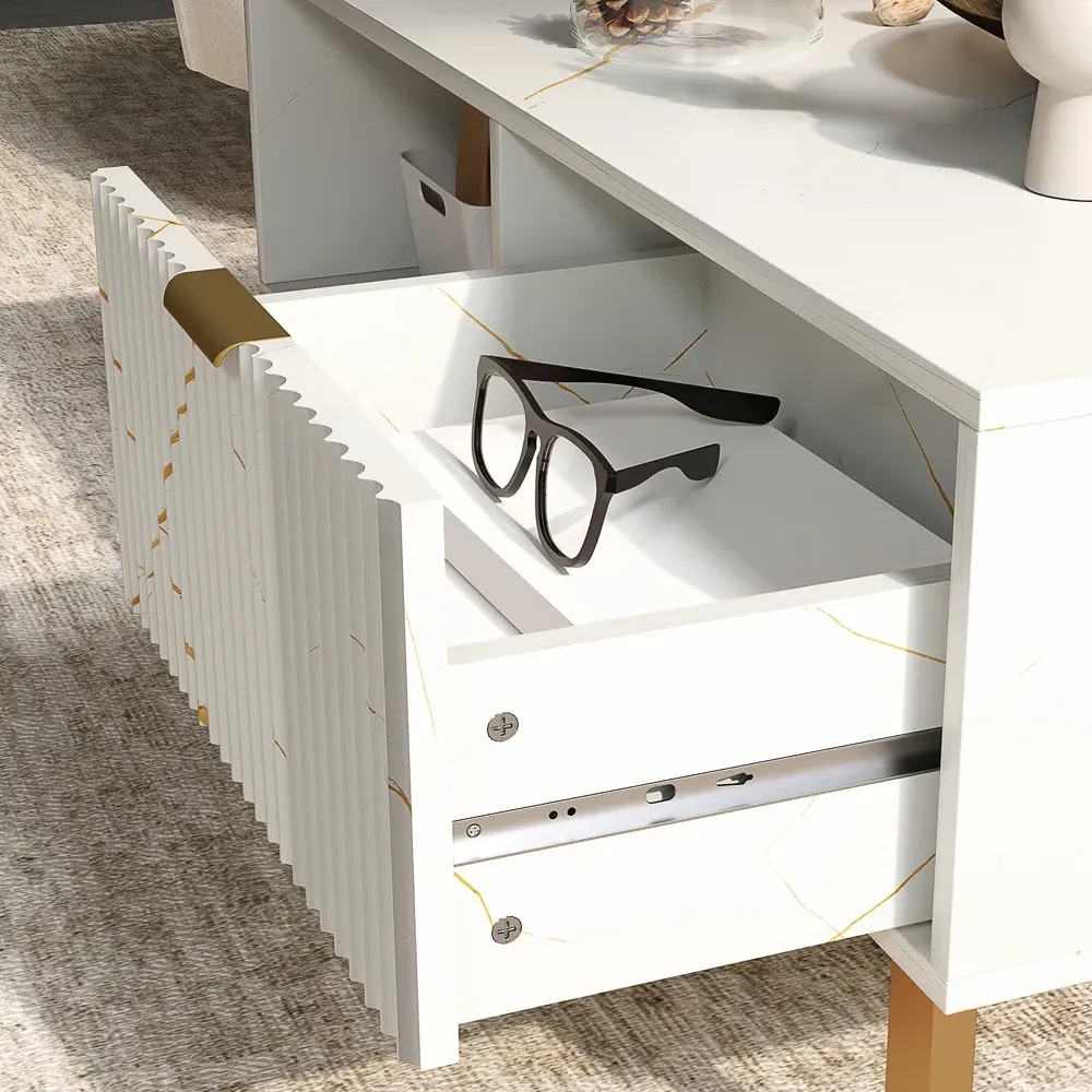 Single Drawer Coffee Table with Shelf - White