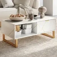 Single Drawer Coffee Table with Shelf - White