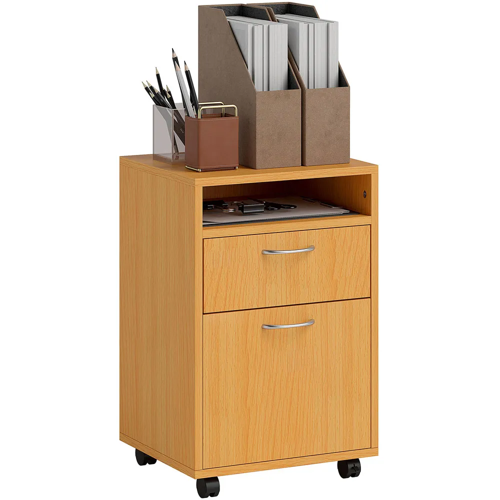 Single Drawer Filing Cabinet with Shelf - Brown