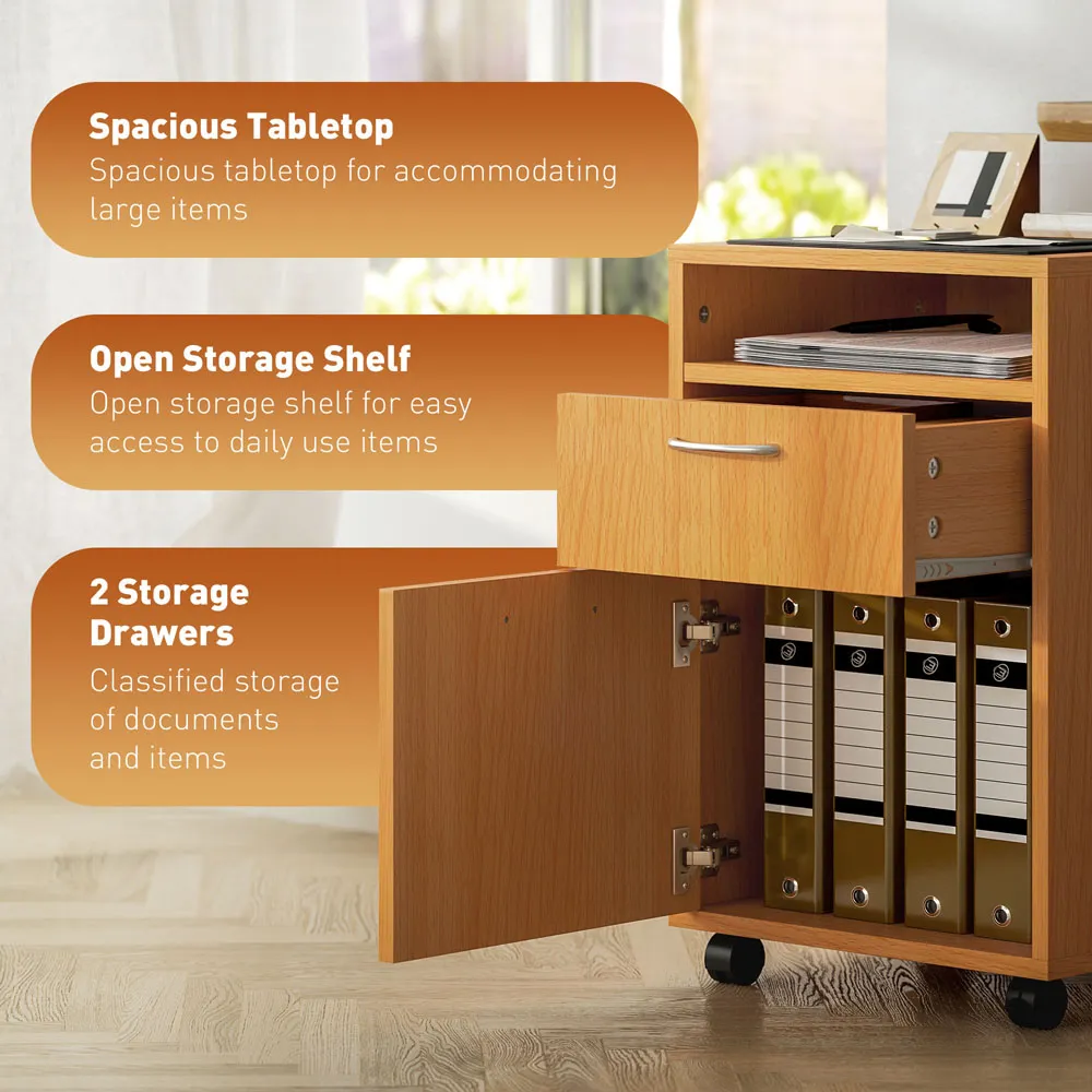 Single Drawer Filing Cabinet with Shelf - Brown