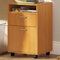Single Drawer Filing Cabinet with Shelf - Brown
