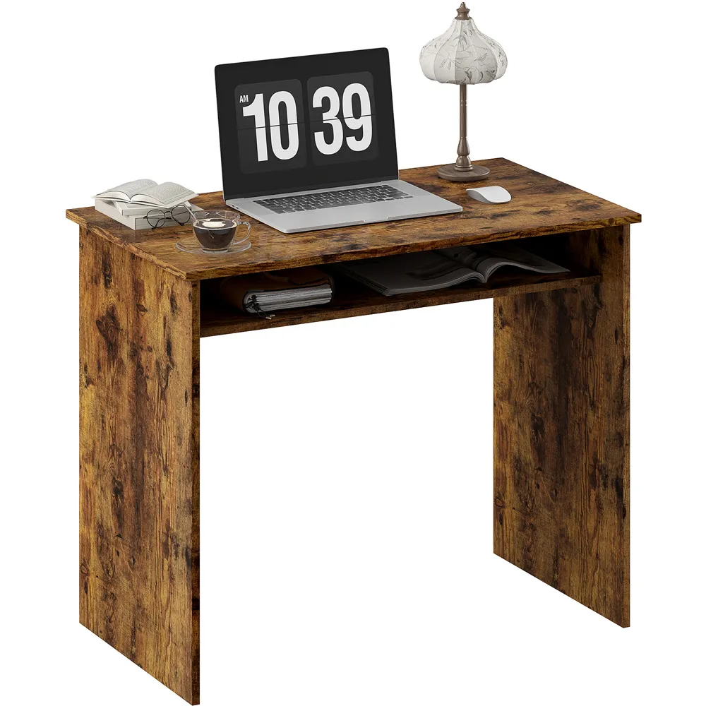 Single Shelf Computer Desk with Storage - Brown