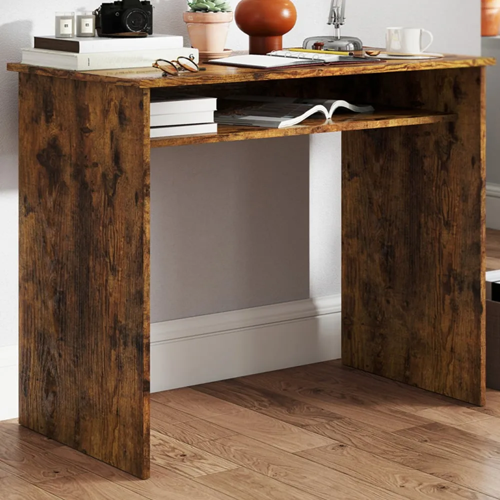Single Shelf Computer Desk with Storage - Brown image