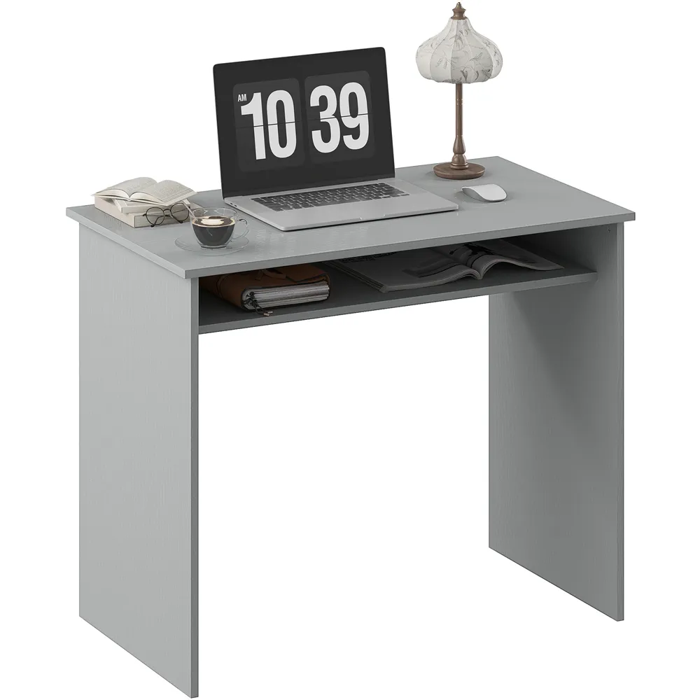 Single Shelf Computer Desk with Storage - Grey