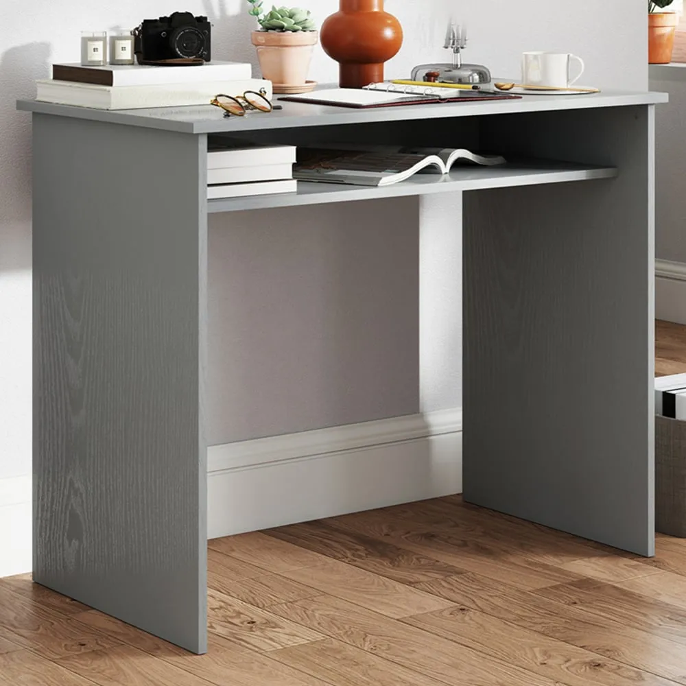 Single Shelf Computer Desk with Storage - Grey