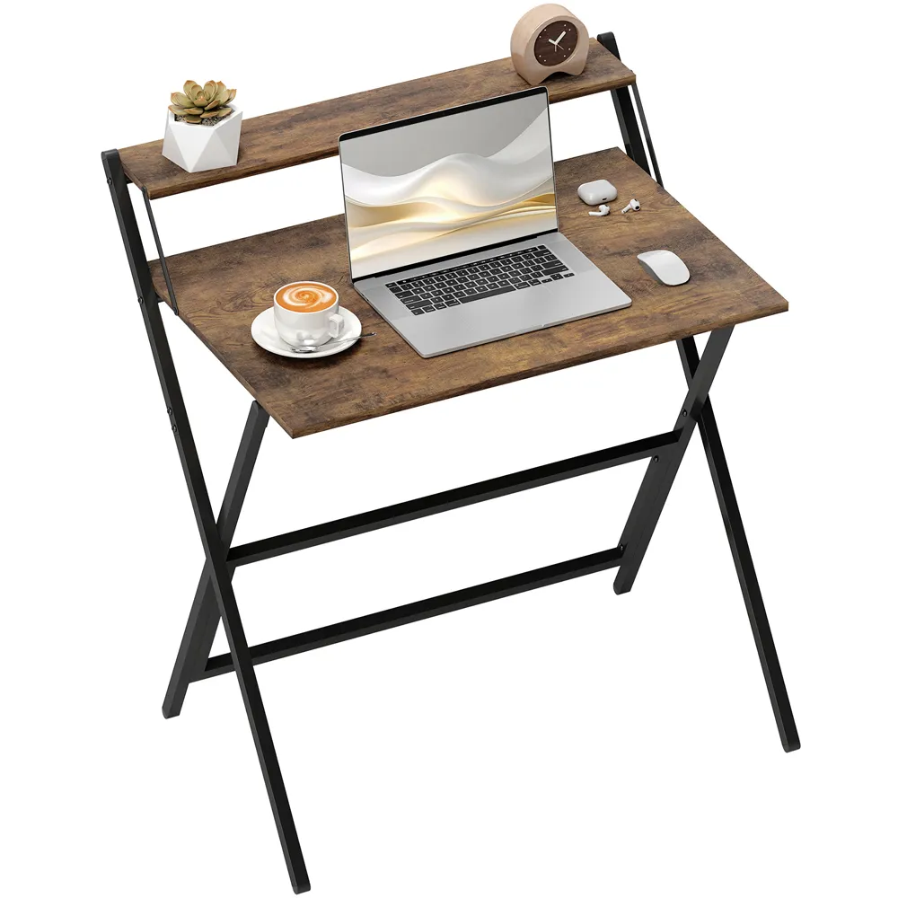 Single Shelf Foldable Computer Desk - Brown