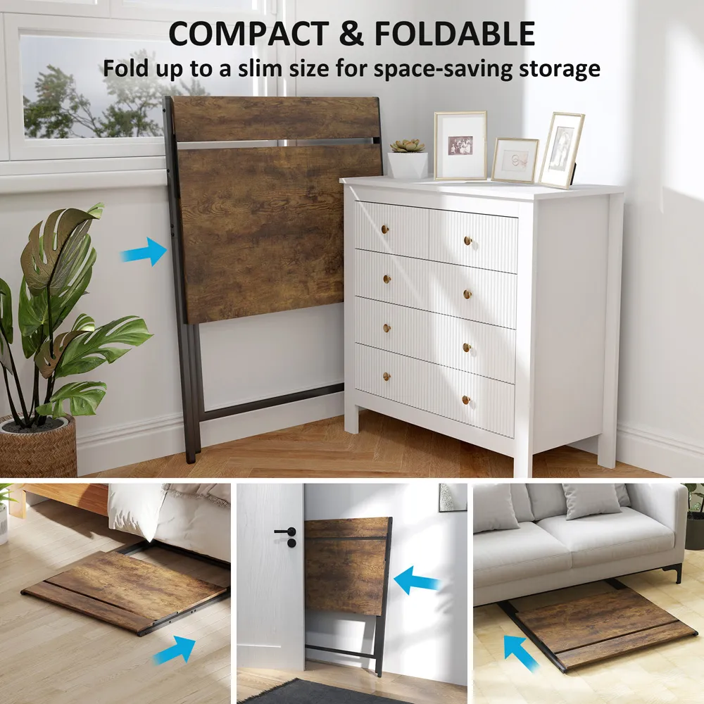 Single Shelf Foldable Computer Desk - Brown