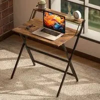 Single Shelf Foldable Computer Desk - Brown