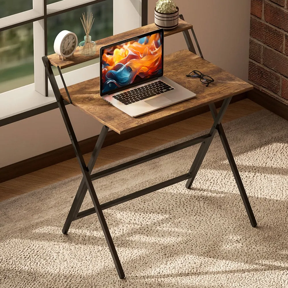 Single Shelf Foldable Computer Desk - Brown