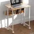 Single Shelf Foldable Computer Desk with Wheels - Brown