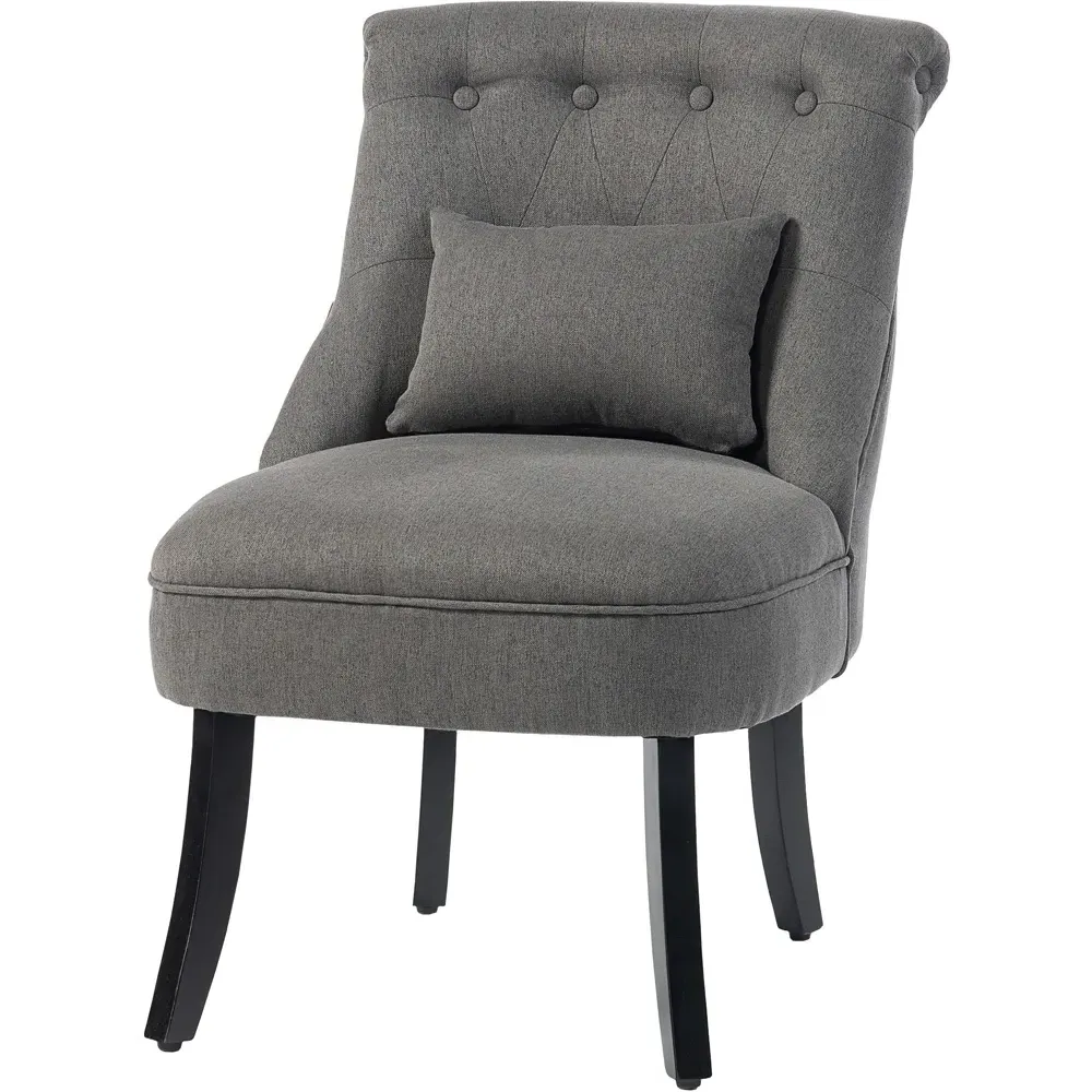 Single Upholstered Chair with Pillow - Charcoal Grey, Fabric