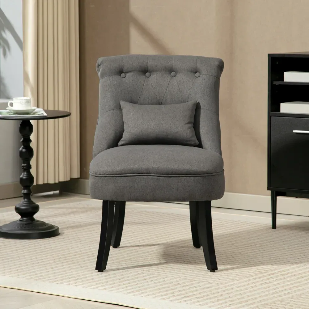 Single Upholstered Chair with Pillow - Charcoal Grey, Fabric