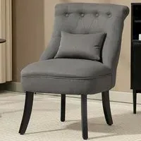Single Upholstered Chair with Pillow - Charcoal Grey, Fabric