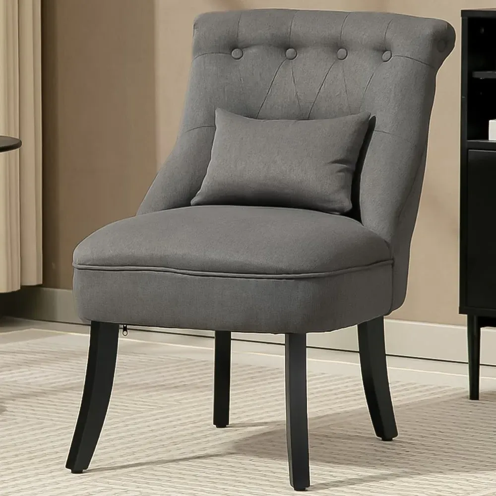 Single Upholstered Chair with Pillow - Charcoal Grey, Fabric