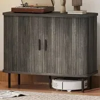 Slatted Tambour Sliding Door Sideboard - Grey, Oak