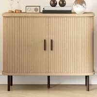 Slatted Tambour Sliding Door Sideboard - Yellow, Oak
