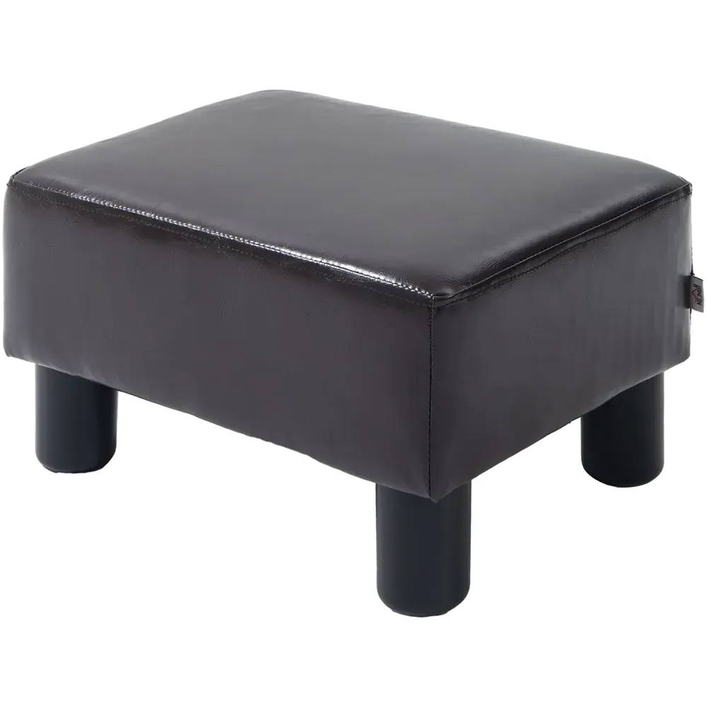 Small Faux Leather Footstool - Brown