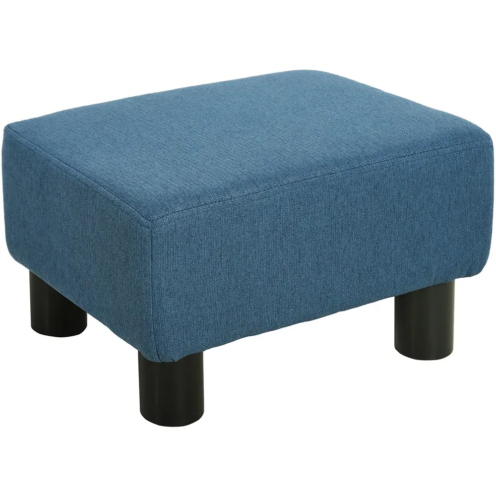 Small Footstool - Blue, Linen
