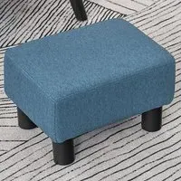 Small Footstool - Blue, Linen