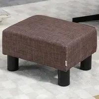 Small Footstool - Brown, Linen