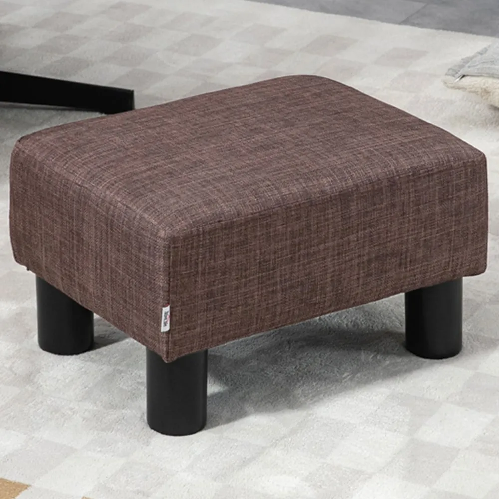 Small Footstool - Brown, Linen