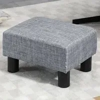 Small Footstool - Grey, Linen