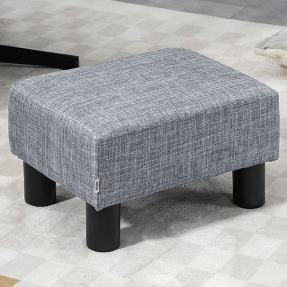 Small Footstool - Grey, Linen image
