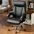 Spring Padded Office Chair with Swivel Wheels - Black, PU Leather