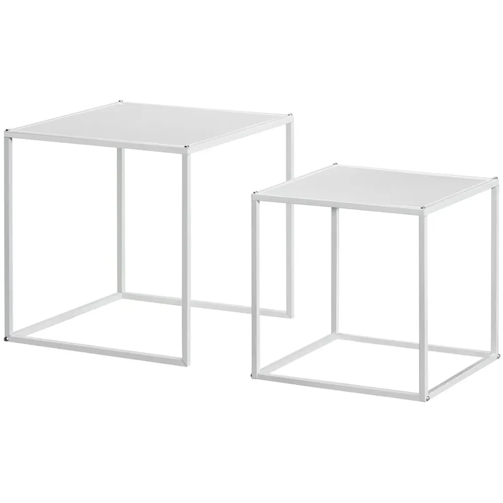 Square Nest of Tables Set of 2 - White, Steel