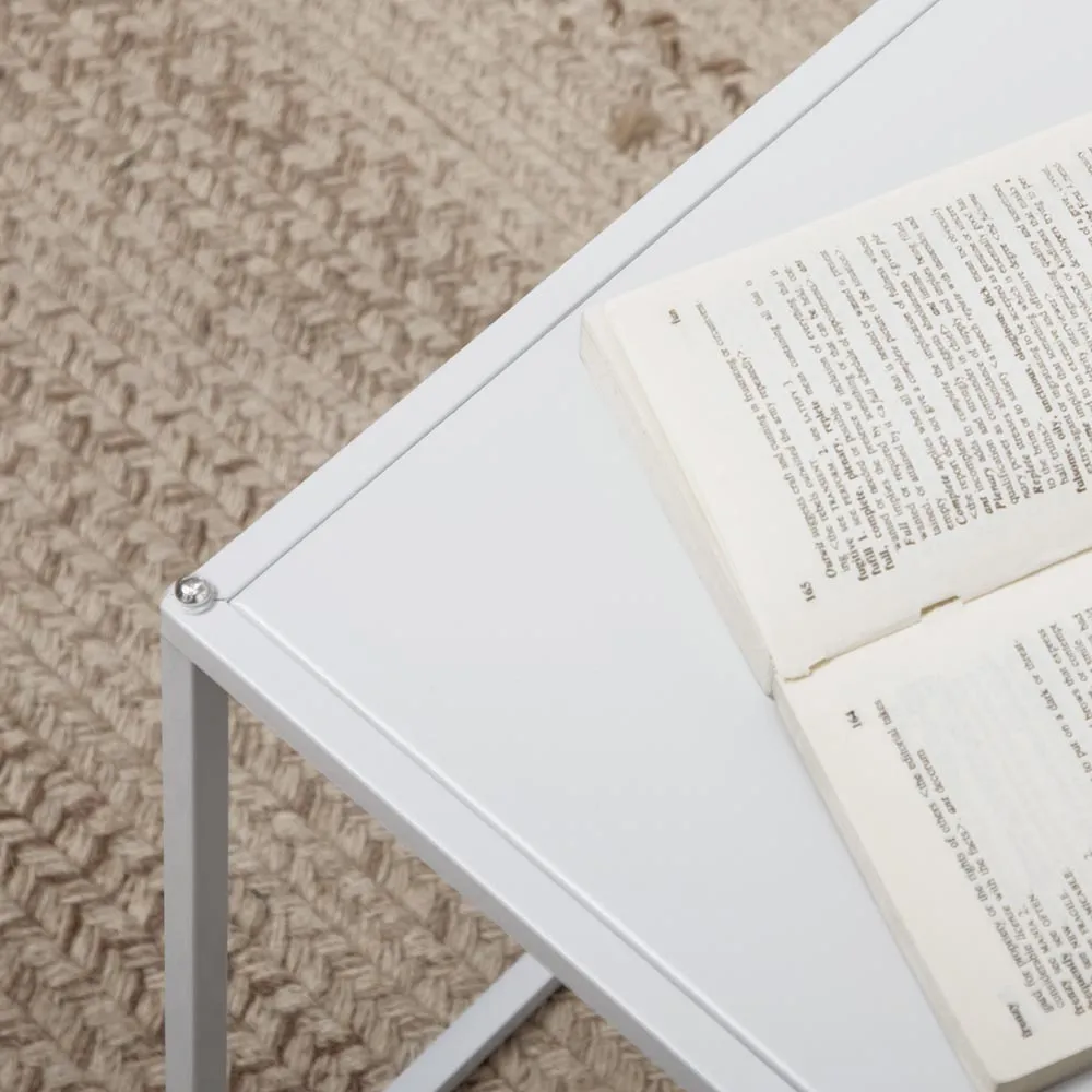 Square Nest of Tables Set of 2 - White, Steel