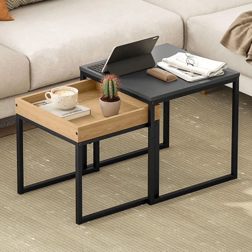 Square Nesting Coffee Table Set of 2 - Black image
