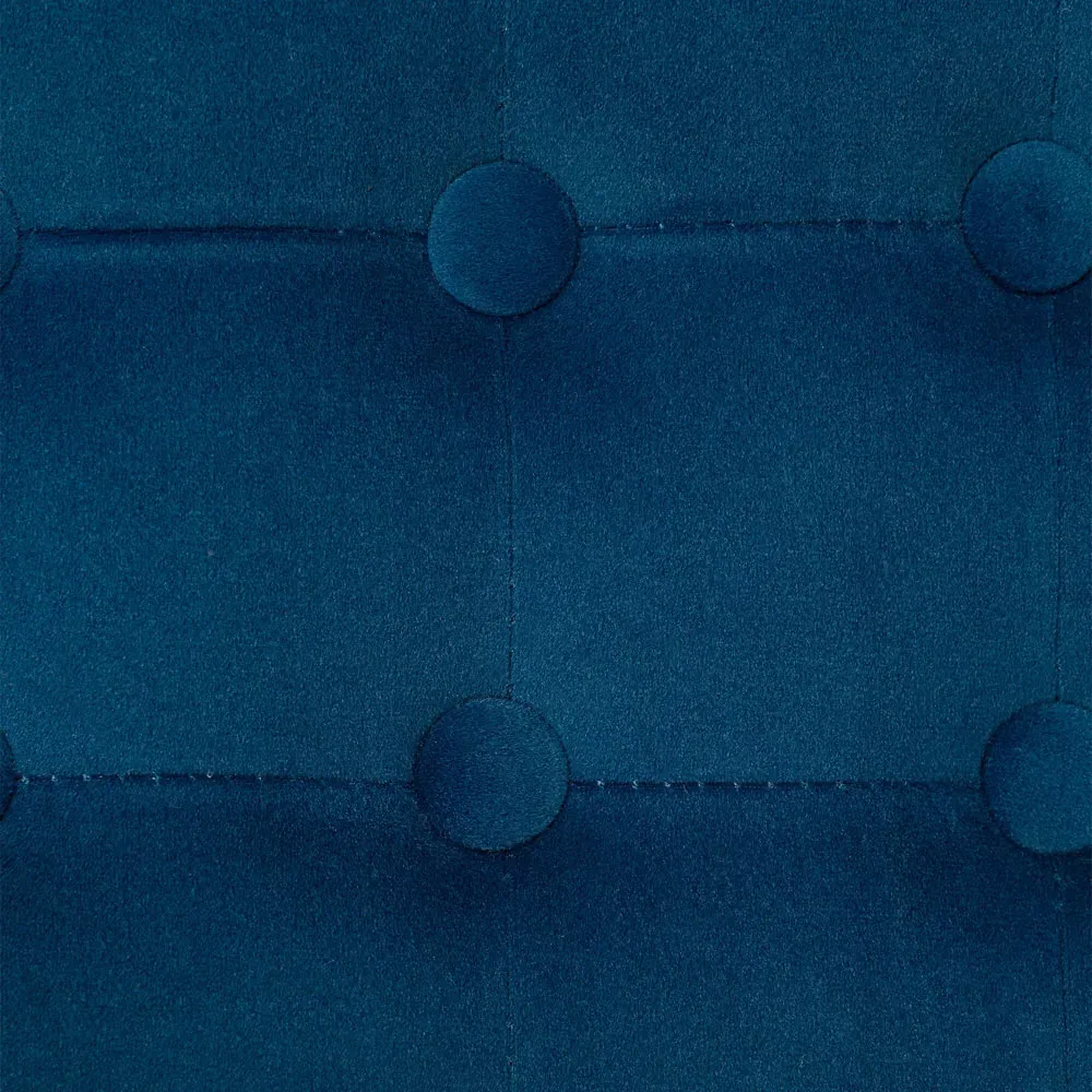 Square Small Ottoman Footstool - Blue, Velvet