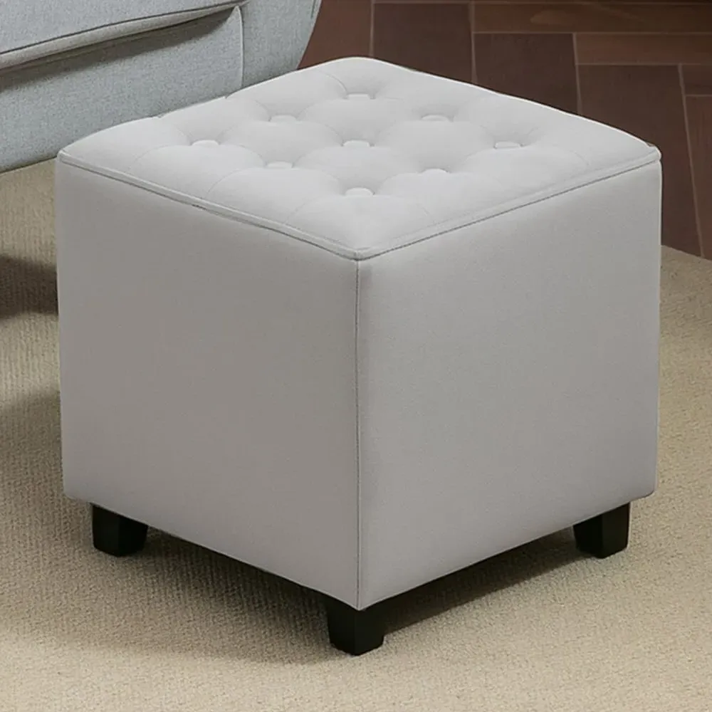 Square Small Ottoman Footstool - Grey, Velvet