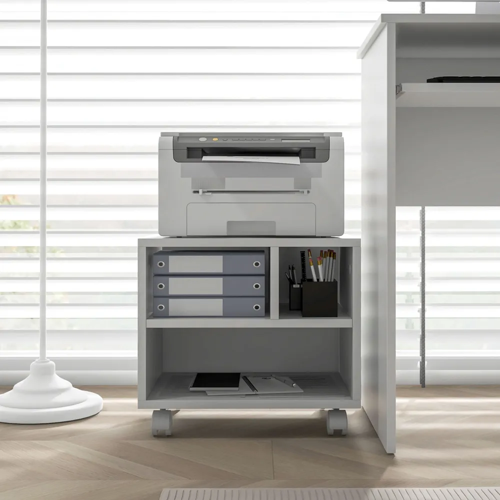 Storage Printer Cart on Wheels - White