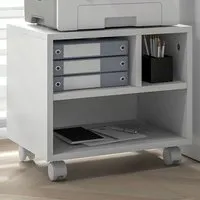 Storage Printer Cart on Wheels - White
