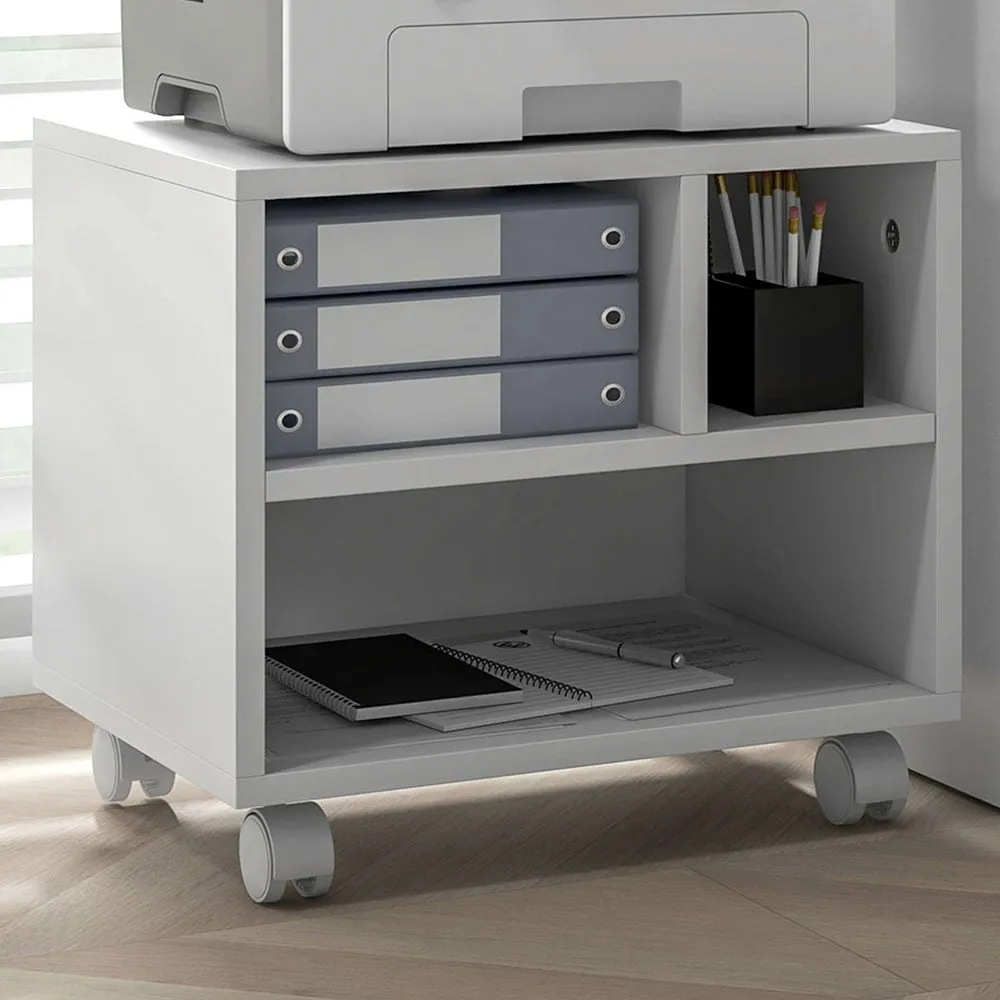 Storage Printer Cart on Wheels - White
