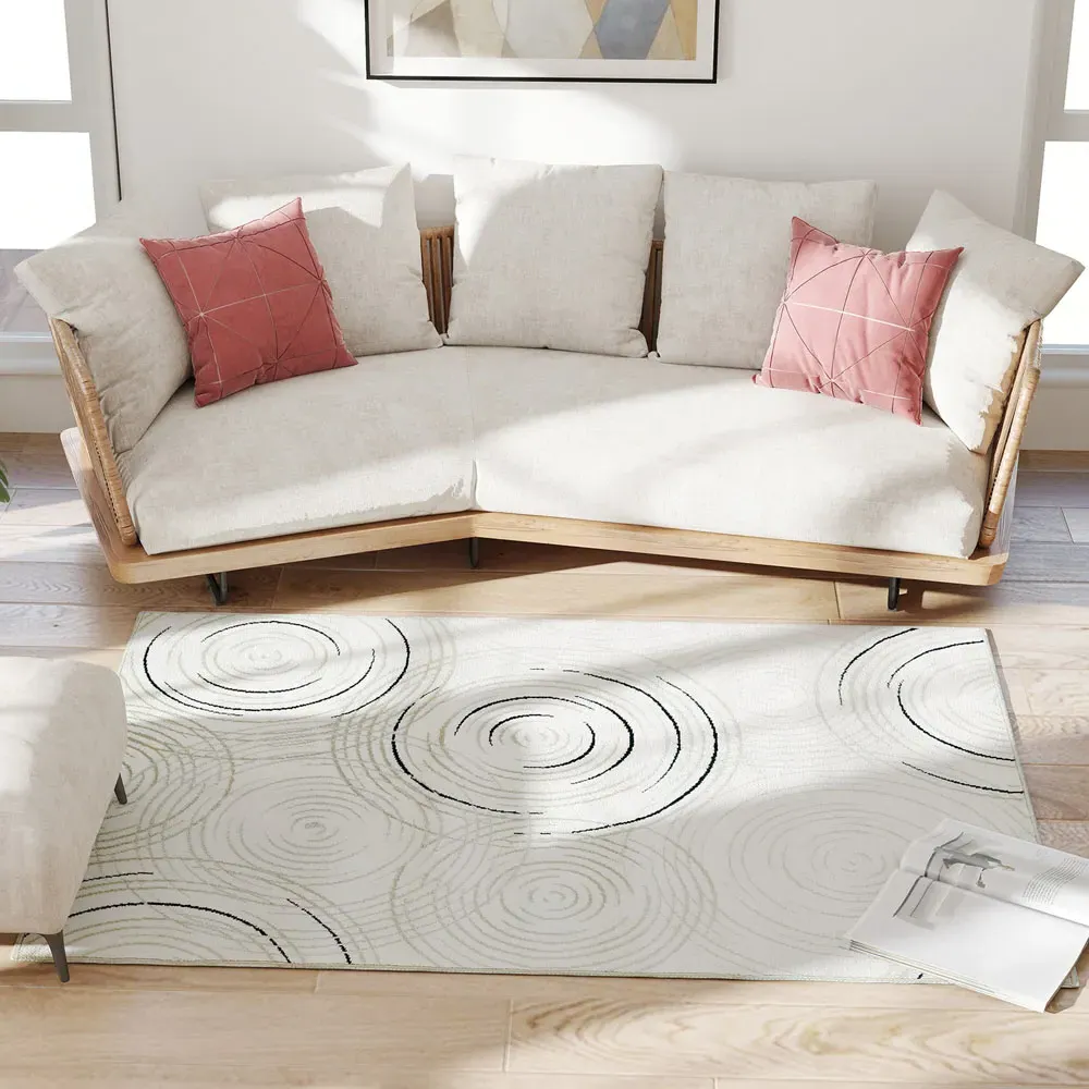 Swirl Pattern Allergy Friendly Rug - Cream