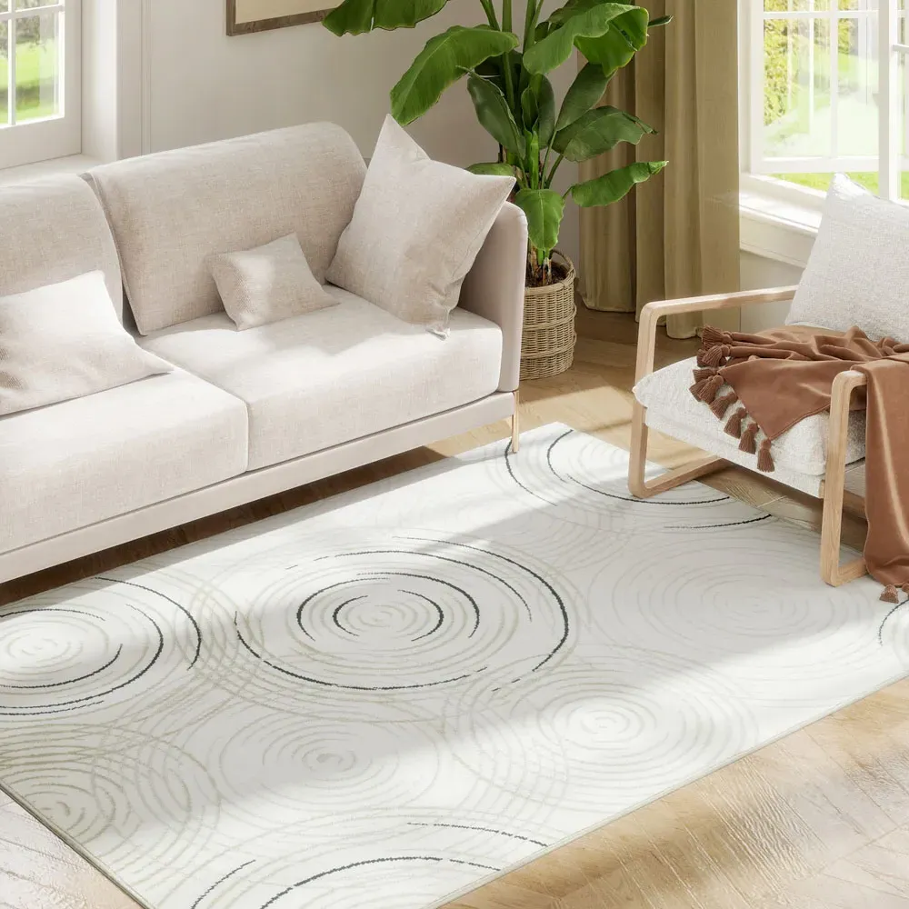 Swirl Pattern Allergy Friendly Rug - Cream