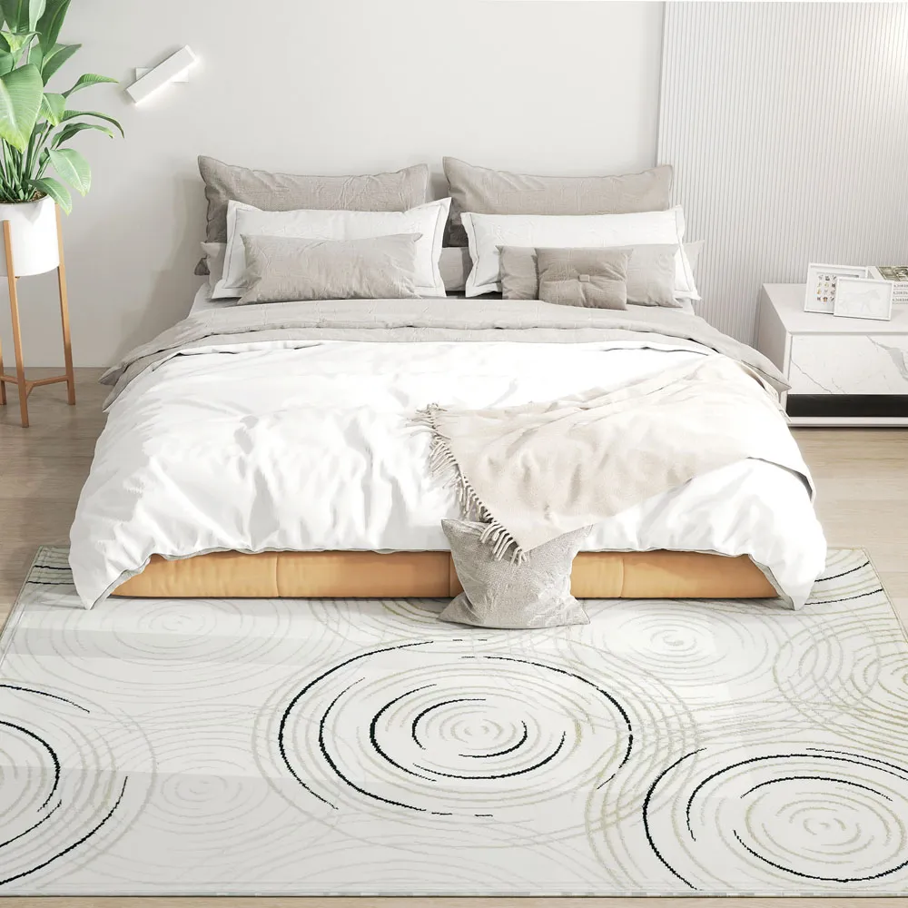 Swirl Pattern Allergy Friendly Rug - Cream