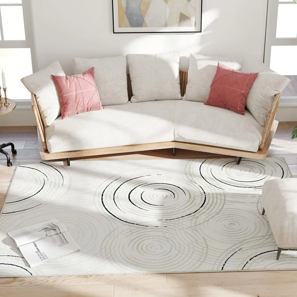 Swirl Pattern Allergy Friendly Rug - Cream