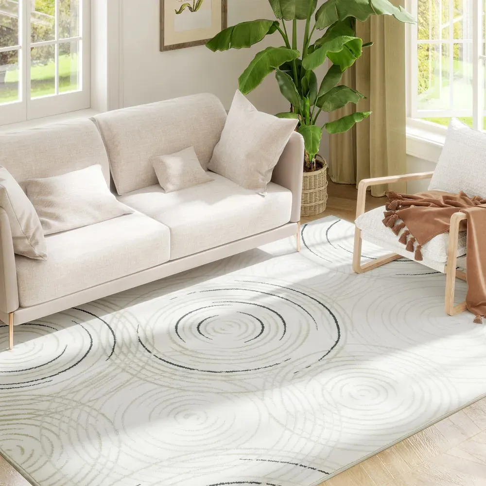 Swirl Pattern Allergy Friendly Rug - Cream
