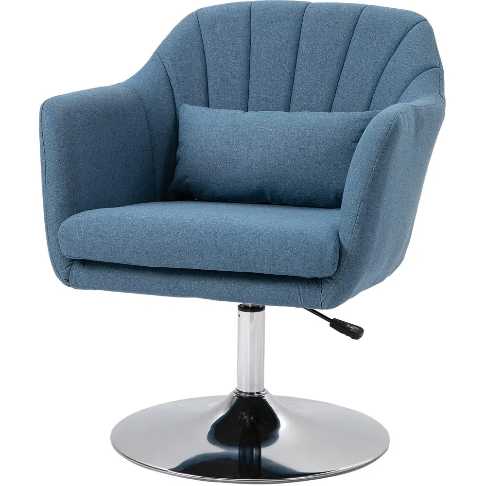 Swivel Accent Chair - Blue, Linen Fabric