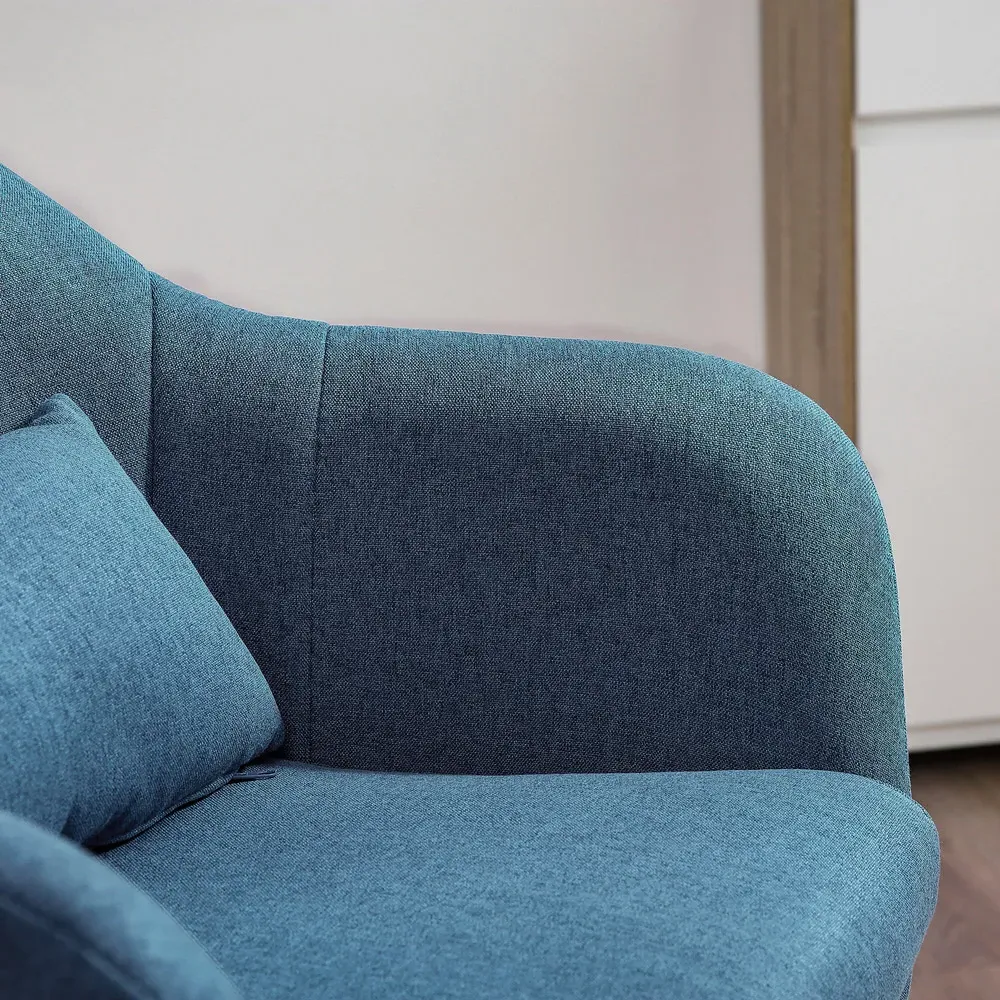 Swivel Accent Chair - Blue, Linen Fabric