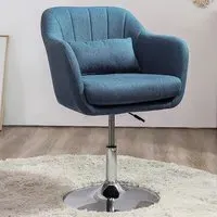 Swivel Accent Chair - Blue, Linen Fabric