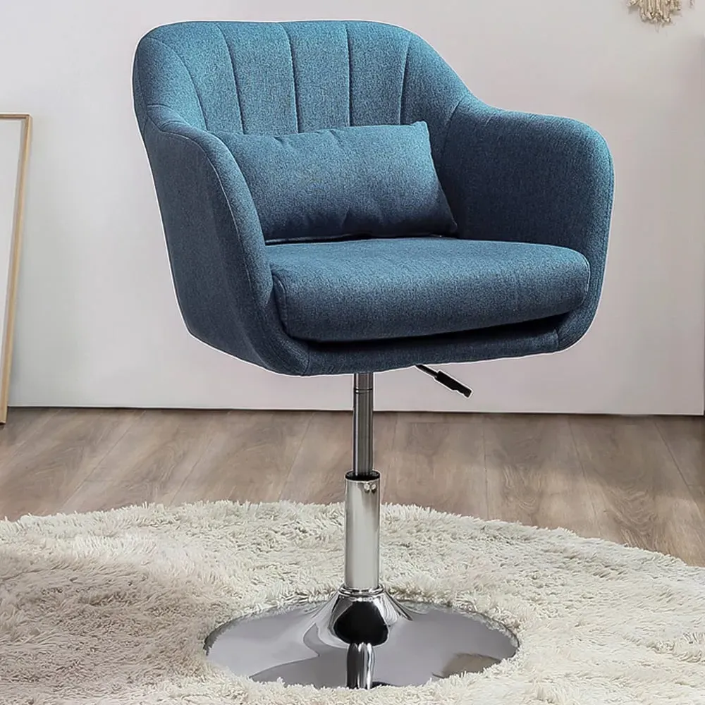 Swivel Accent Chair - Blue, Linen Fabric image